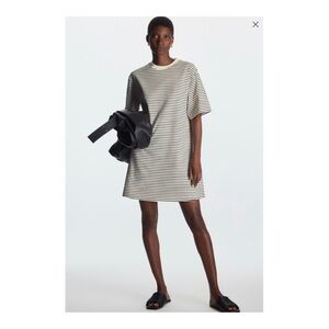 COS Cream and Black Striped Mini Dress
